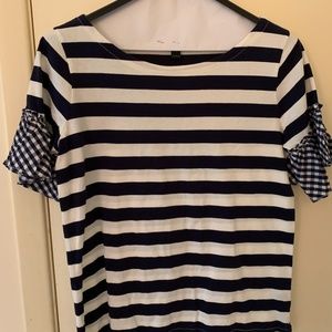 J Crew Striped and Ruffled Blouse